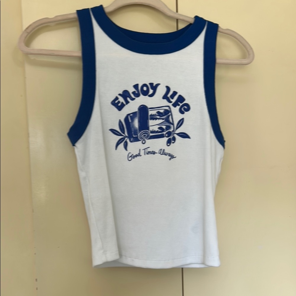 Blue and White Tank Top